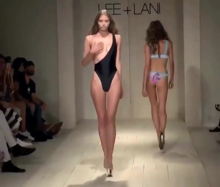 Modeling Swimsuits On The Catwalk And Dat Surprise Bewb